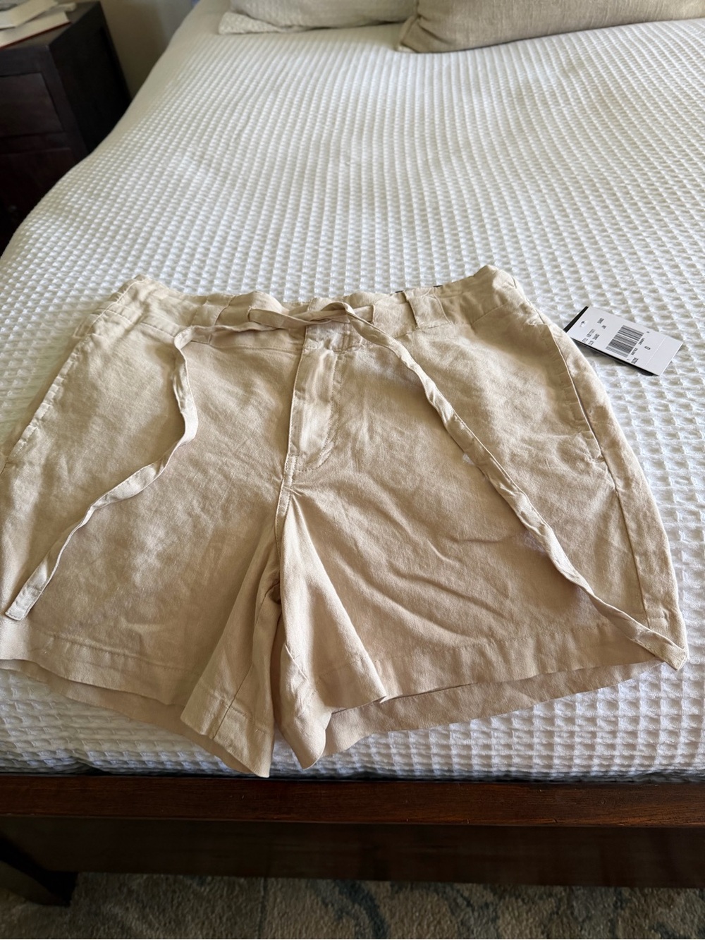 Kut from the Kloth Beige Linen-Blend Drawstring Bermudas